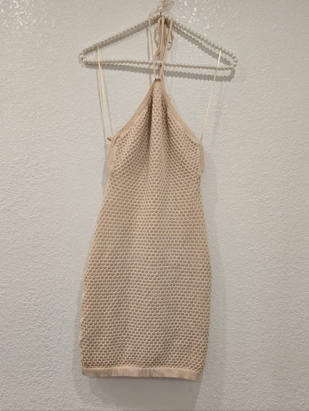 Privy Waffle Knit Mini Dress Tan Size M